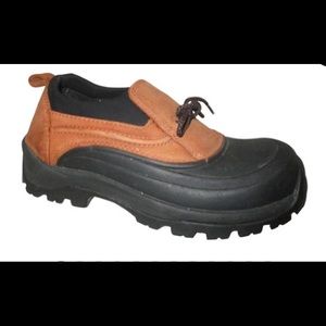 Lands' End Black & Tan Waterproof Duck Booties Junior SZ8